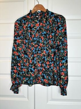 Philosophy Floral Zip Front Blouse - EUC